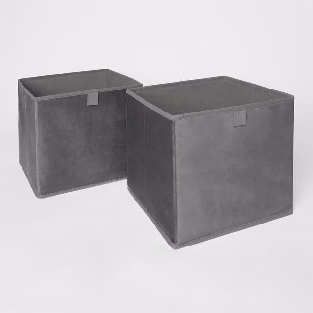 OHS Foldable Fabric Cube Storage Boxes in Grey