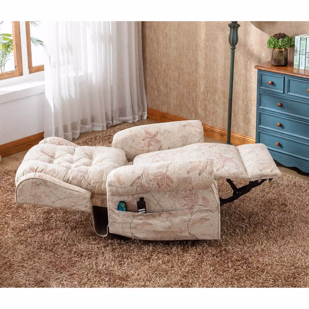 Rolipo Dual Motor Power Lift Recliner Chair with Massage in Beige Fabric – 3