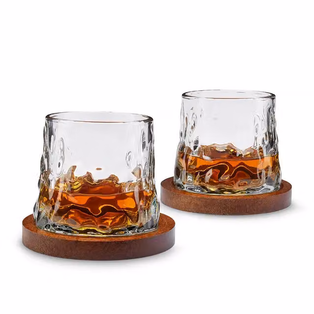 Menkind Connoisseur Creations Rotating Whisky Tumblers with Coasters, Transparent Glass – 2