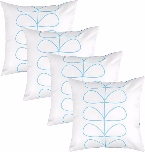 Gardenista Set of 4 Striped Outdoor Scatter Cushions in Aqua, Blue, Beige and White