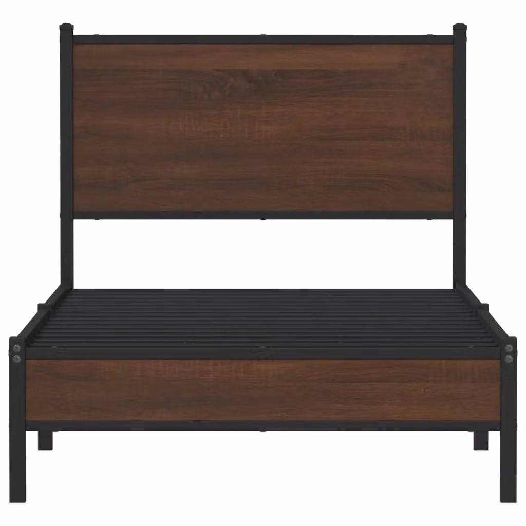 Berkfield Home Metal Bed Frame in Brown Oak, W: 80 cm, L: 200 cm – 3