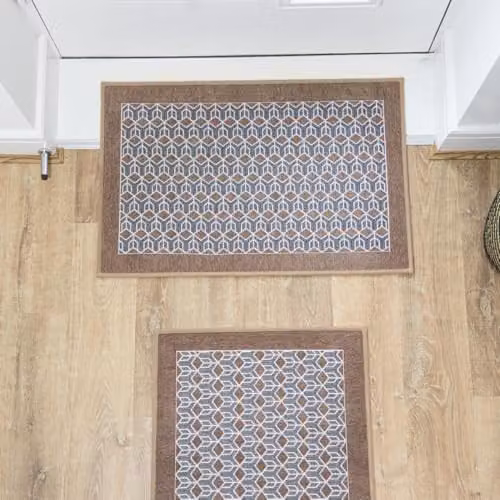 JVL Allure Machine Washable Non-Slip Entrance Doormat and Runner Set, Beige – 2