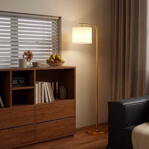 HOMCOM LED Floor Lamp in Gold with Remote Control, Stepless Dimming and Timer – 5
