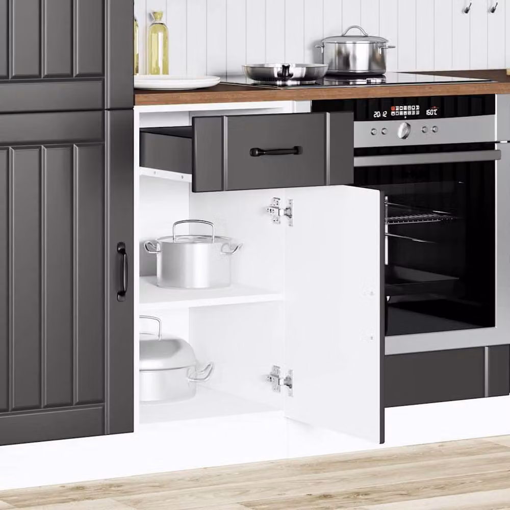 Berkfield Home Lucca Black Matt Kitchen Base Cabinet with Hinged Doors – 2