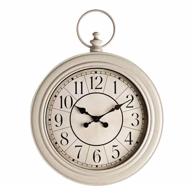 HOMETIME Antique Round Analog Wall Clock in White