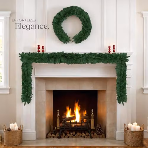 tectake Lifelike Green Christmas Garland with Hanging Loop – 6