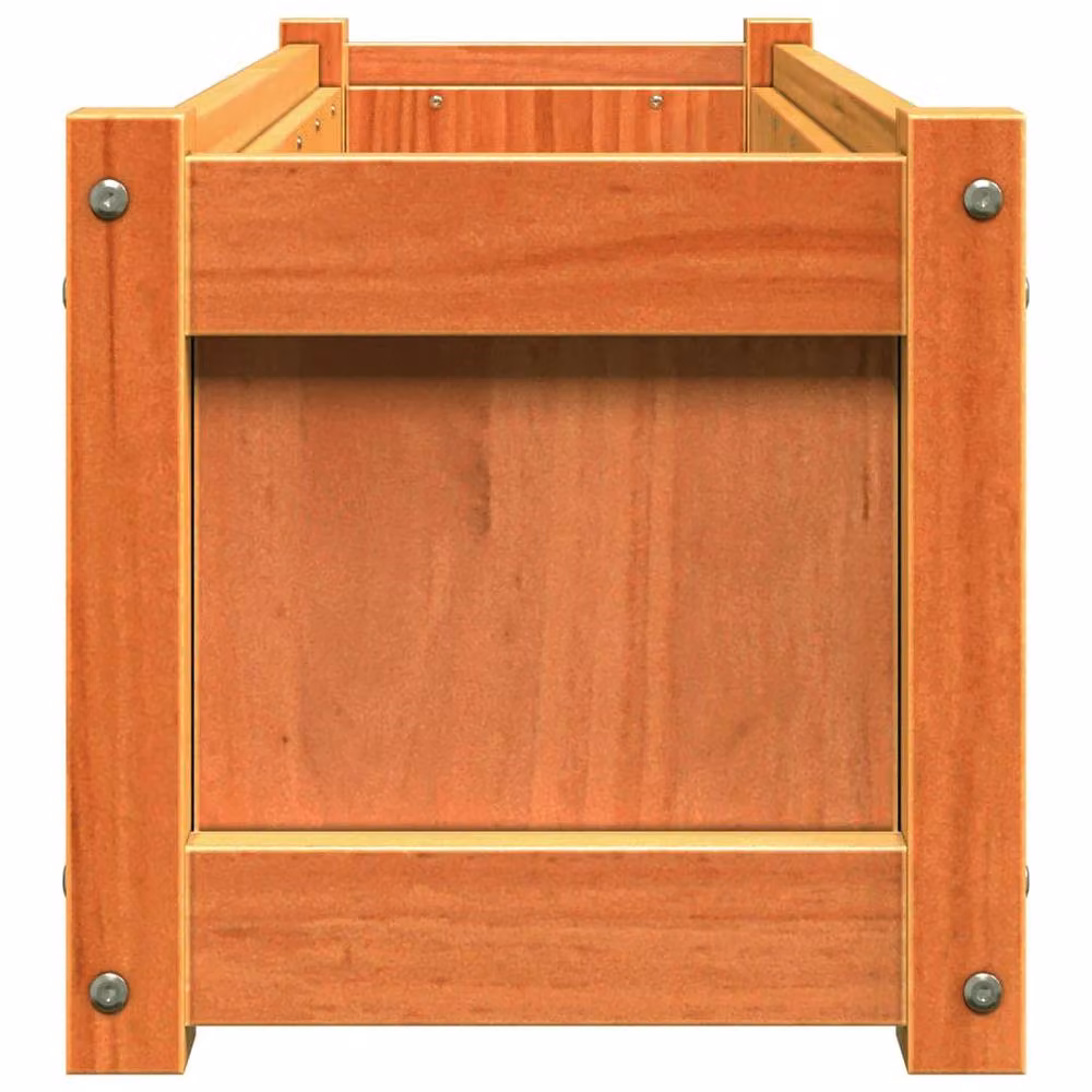 Berkfield Home Garden Set of 2 Wax Brown Solid Wood Pine Planter Tubs – 3