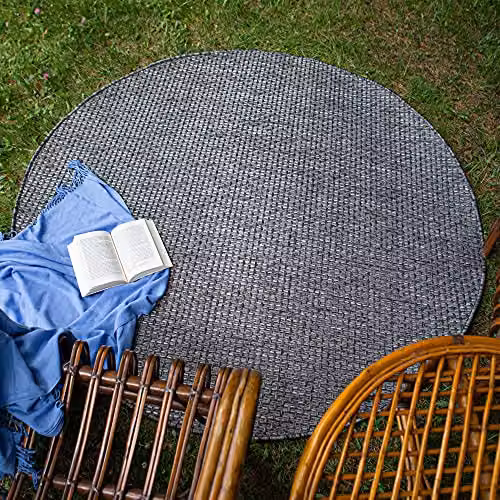 THE RUGS Dark Grey Round Indoor and Outdoor Rug, Diameter: 160 cm – 2
