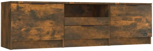 Berkfield Home Modern Smoked Oak TV Cabinet in Brown, W/D/H: 140 x 35 x 40 cm – 1