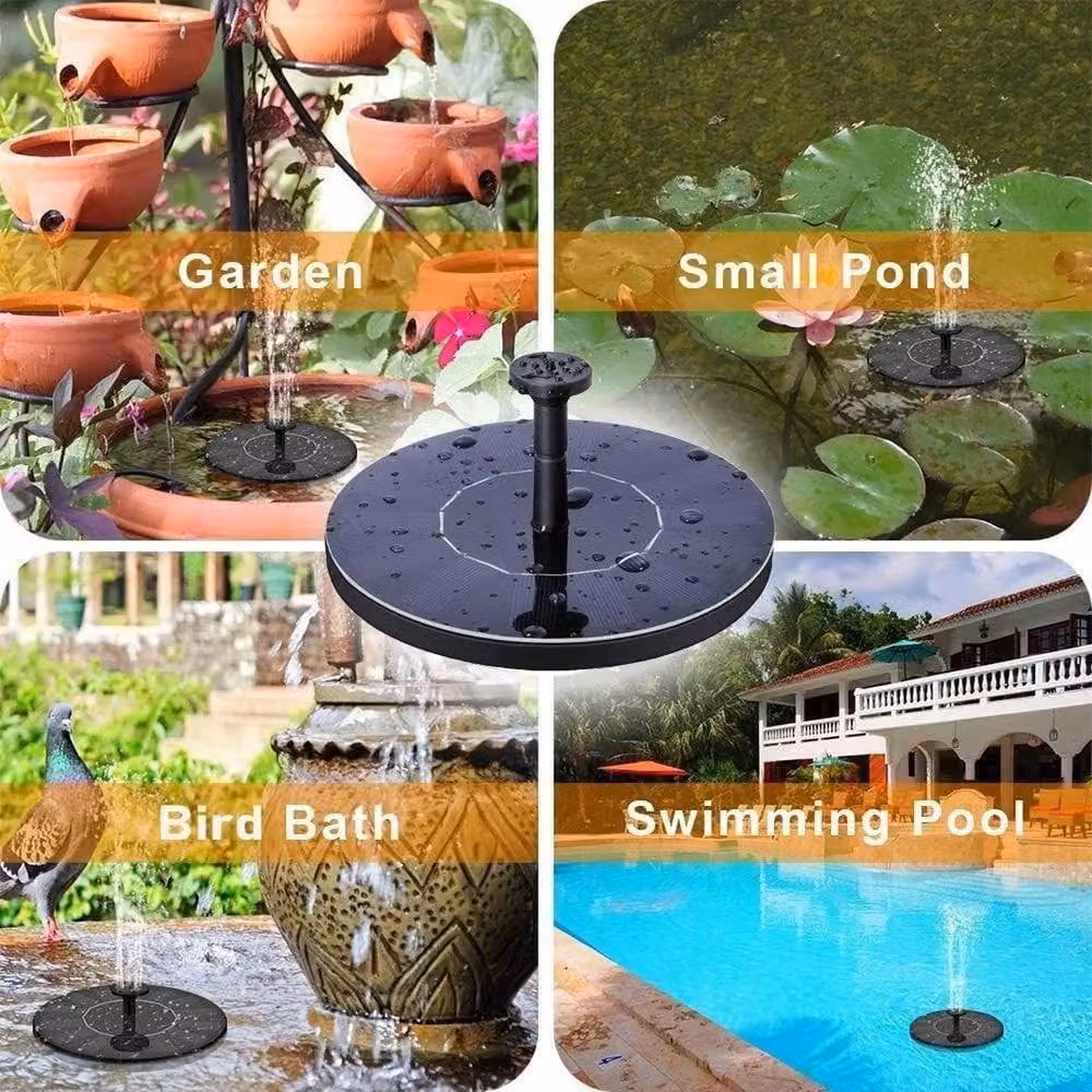 SPETLEK 1.4W Solar Fountain Pump in Black for Garden Ponds, Pools, and Aquariums – 8