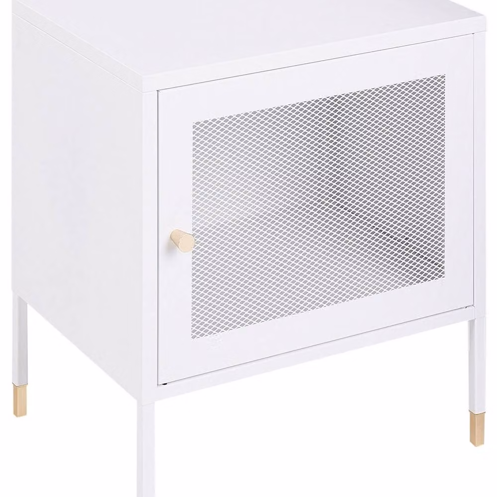 Wyld and Coco Modern White Metal and Glass Bedside Table – 2