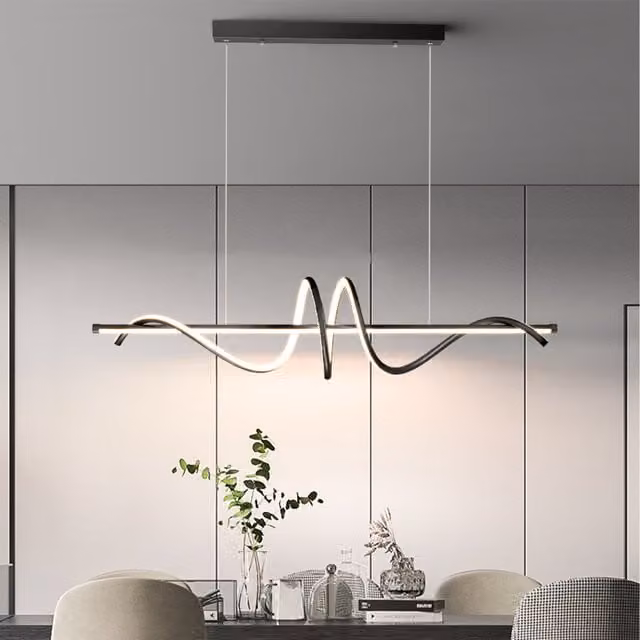 The Bath Plus TB+ Modern Black Spiral LED Suspended Pendant Light
