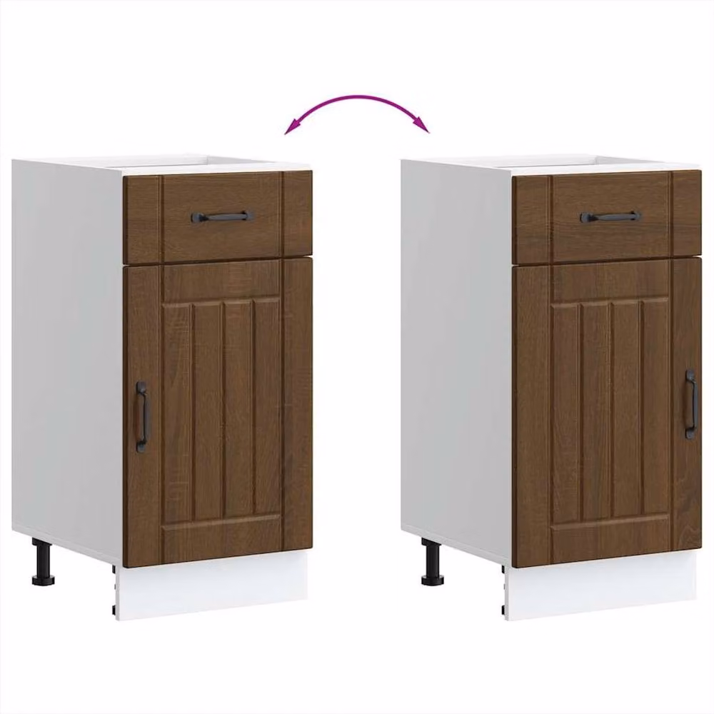 Berkfield Home Lucca Kitchen Base Cabinet in Brown Oak Engineered Wood, H 81.5 x W 46.0 x D 40.0 cm – 3