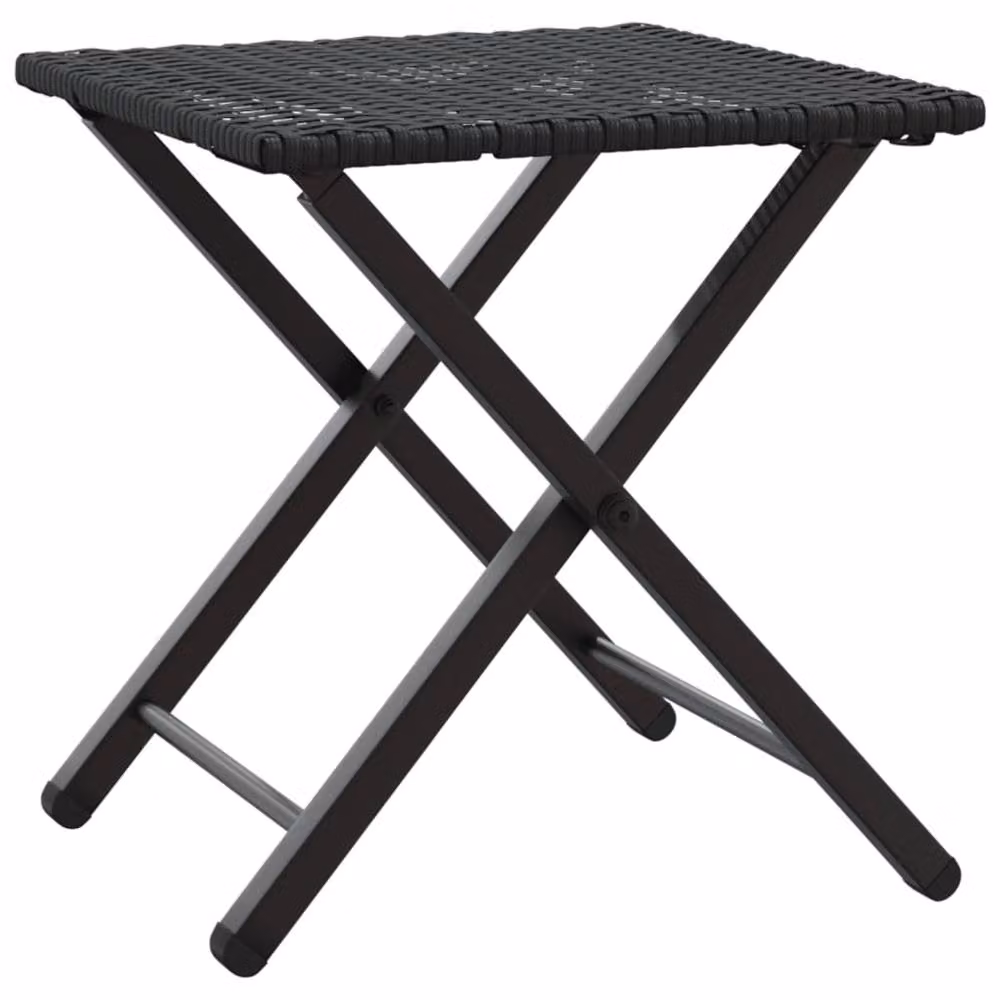 Berkfield Home Beautiful 5 Piece Black Poly Rattan Garden Dining Set with Folding Table – 5