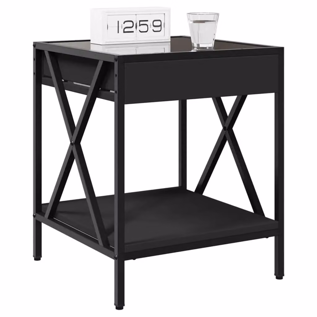 Berkfield Home Bedside Table with Infinity LED Lighting in Black, W/D/H: 40 x 40 x 49 cm – 5
