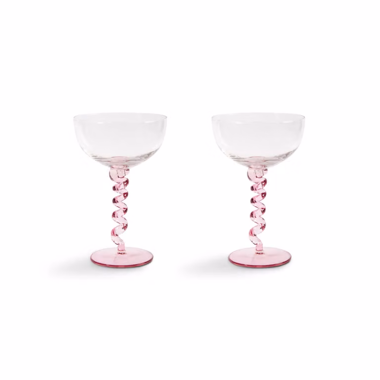 &Klevering Spiral Pink Cocktail Coupe Glass Set of 2