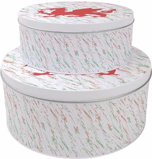 Purely Home Welsh Dragon Round Cake Tin Set in Red, Green and Multicolour