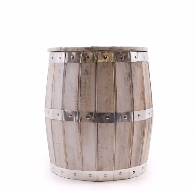 KDMD Whitewash Beer Barrel Stool with Storage in White