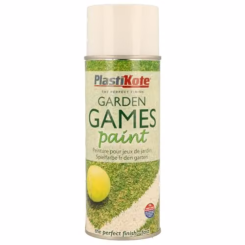 Plasti-kote Water Based Opaque Garden Games Spray Paint, White, 400 ml