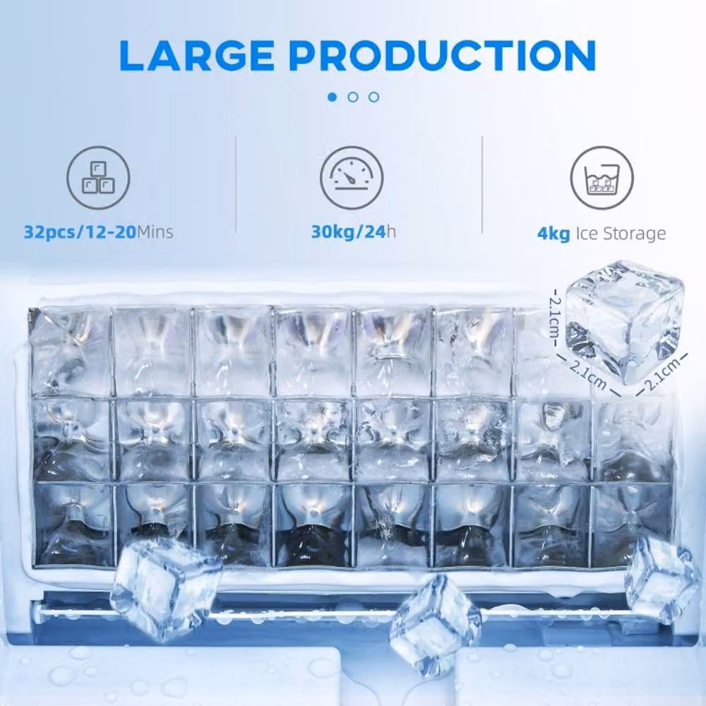 HOMCOM Commercial Ice Maker with 4kg Storage and Digital Display, Black – 4