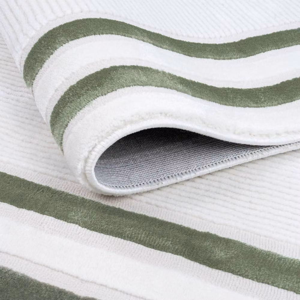 THE RUGS Carmel Bordered Area Rug in Green and White, W: 240 cm, D: 340 cm – 3