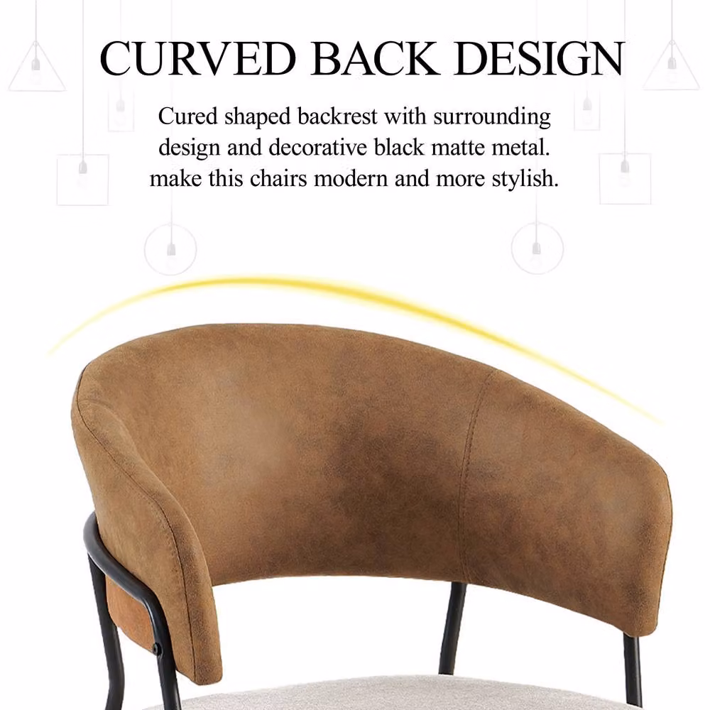 SONARA Modern Set of 4 Brown Fabric Dining Chairs with Metal Frame – 3