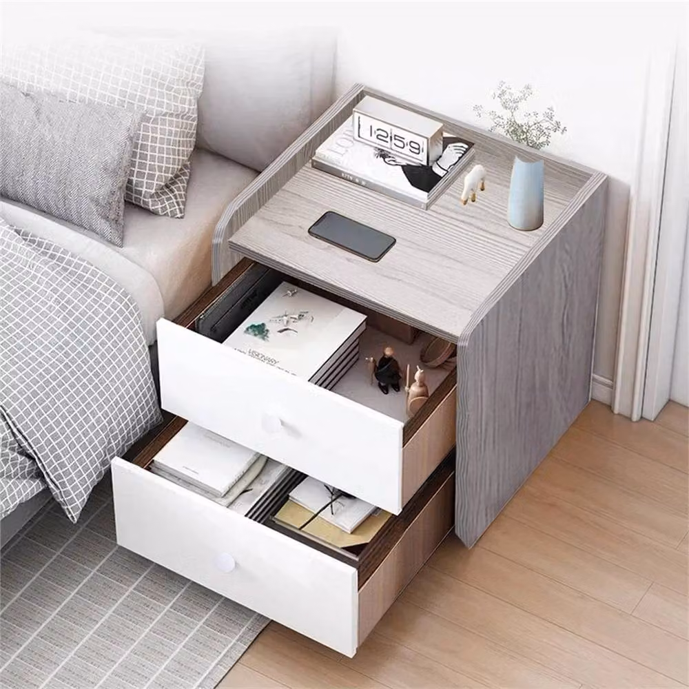 FORGEVIO Classic 2 Drawer Bedside Cabinet in Grey – 2