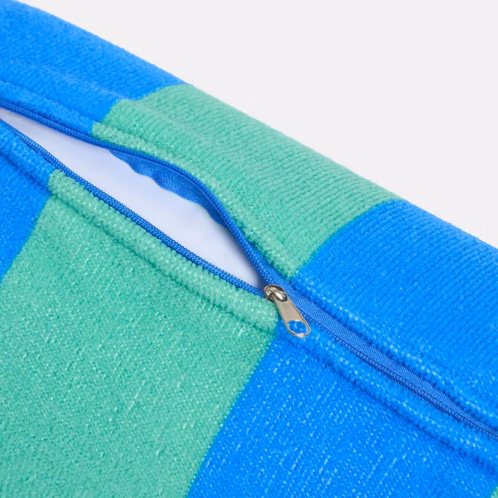OHS Inflatable Stripe Bolster Cushion with Soft Microfibre Cover in Blue and Green, W/D/H: 36 x 16 x 16 cm – 6