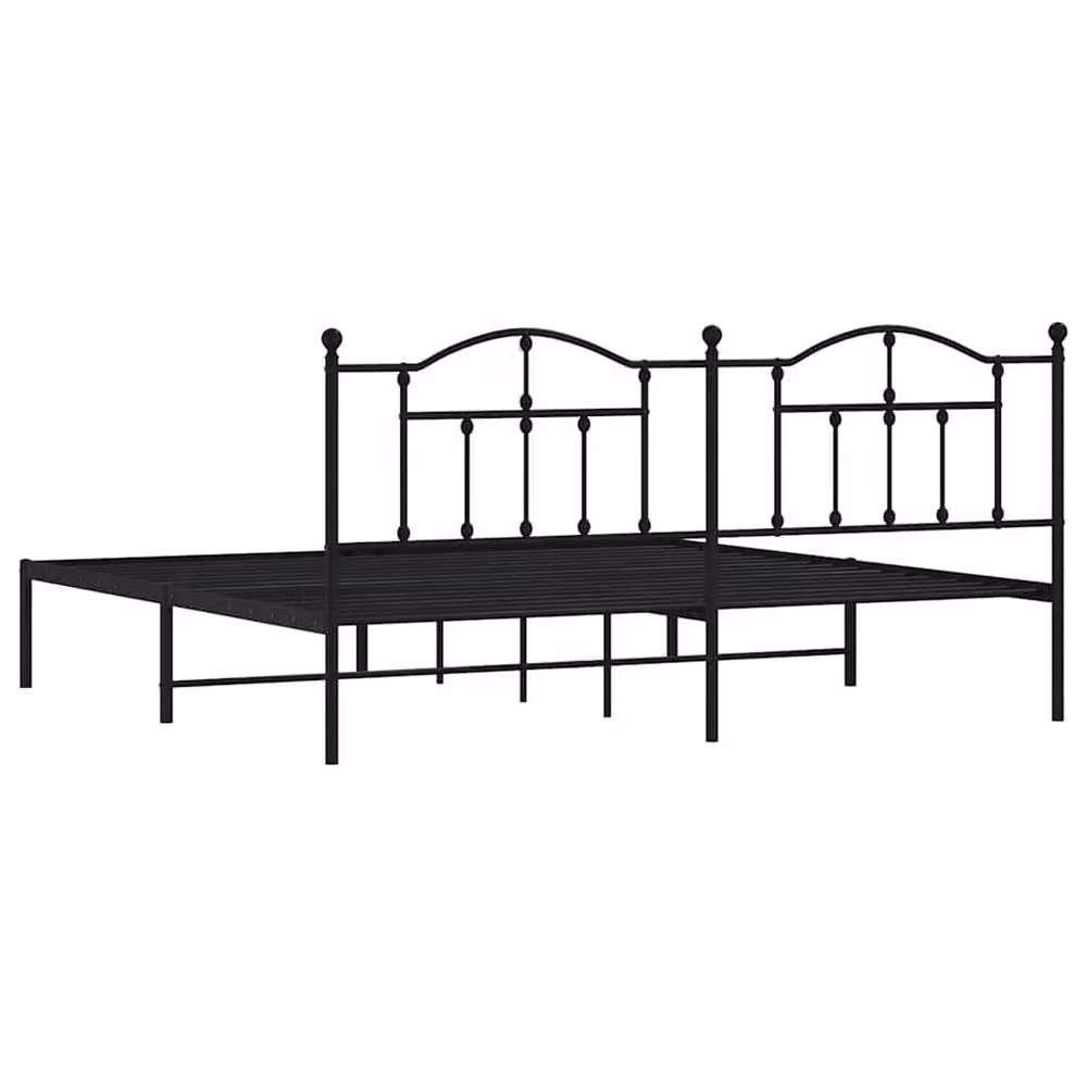Berkfield Home Metal Bed Frame with Headboard in Matt Black W/D/H: 193 x 198 x 97 cm – 3