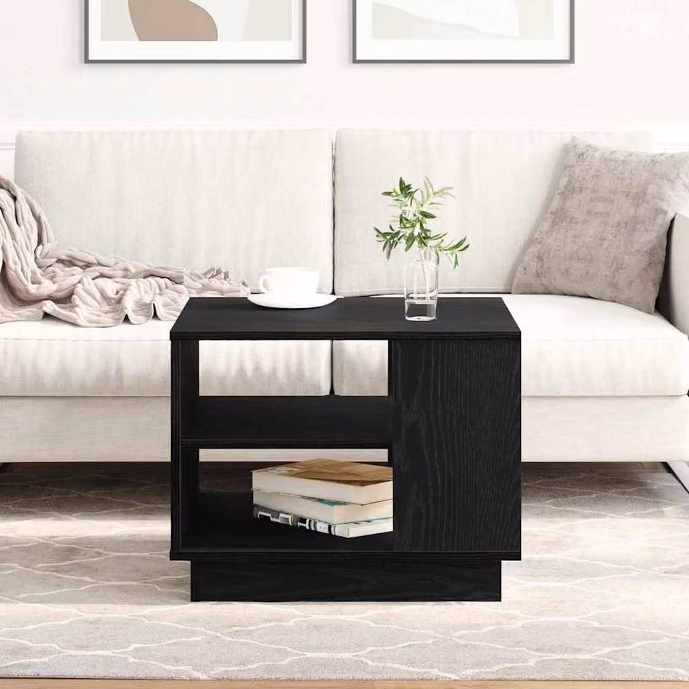 Berkfield Home Traditional Black Oak Coffee Table, Black, W/D/H: 55 x 55 x 42 cm – 2