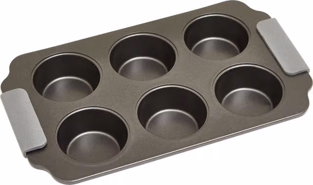 Orsina Grey Six Cup Non Stick Metal Muffin Tray with Heat Resistant Handles – 1