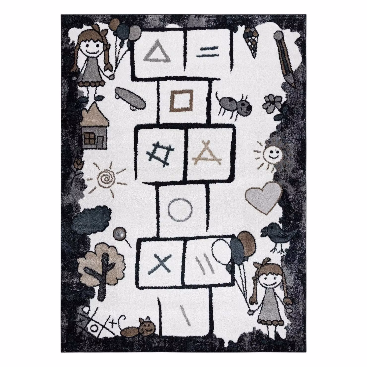RugsX Fun Kids Motif Rectangular Rug in Black and Multicolour, W: 180 cm, D: 270 cm – 2