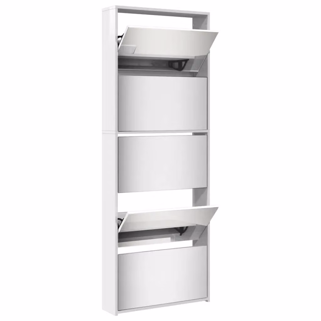 Berkfield Home Glossy White Shoe Cabinet with Mirror, W: 63 cm, D: 17 cm, H: 169.5 cm – 2