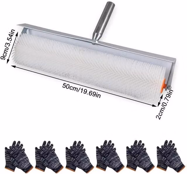 FLAVORA Spiked Latex Floor Screed Aeration Levelling Roller, White, W: 52 cm, H: 9 cm, D: 9 cm