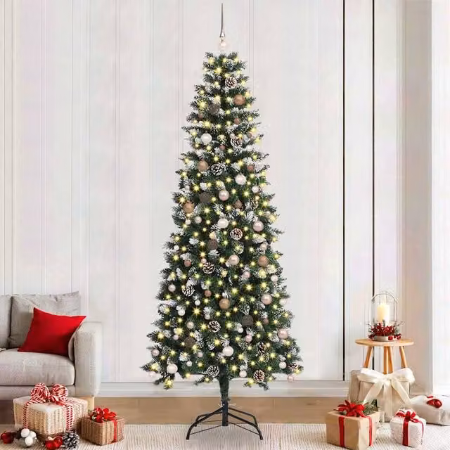 Berkfield Home Artificial Christmas Tree with 300 LEDs, Green, W/D/H: 96 x 96 x 240 cm – 1