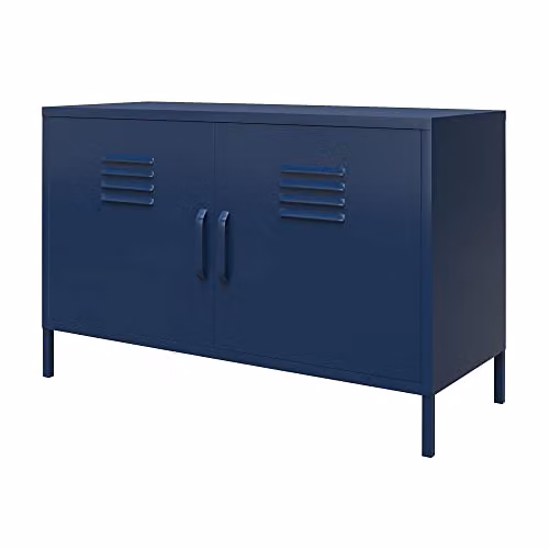 DHP Furniture Bradford Industrial Metal 2 Door Accent Cabinet in Blue, W/D/H: 64 x 40 x 100 cm – 1
