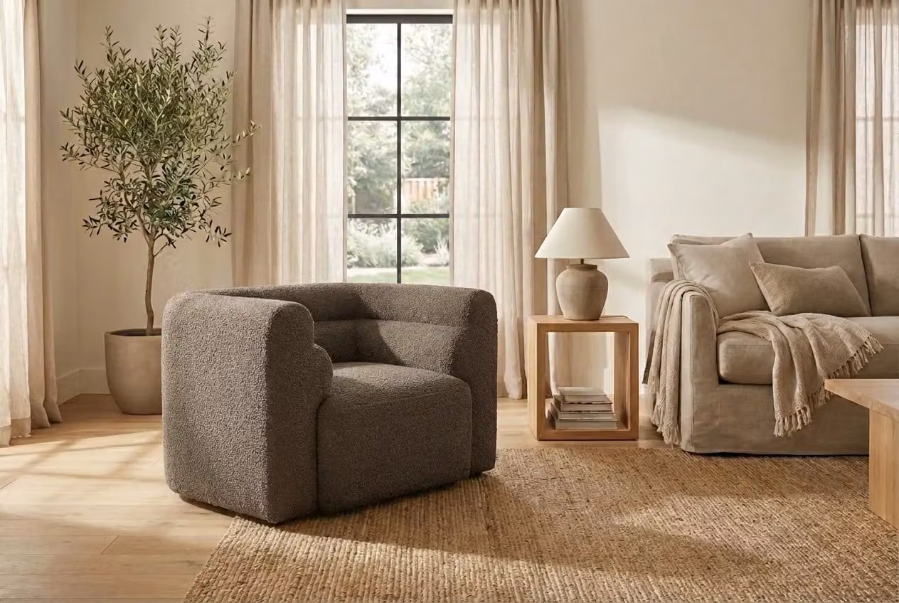 Araco Atelier Bear Armchair in Porcini Beige Bouclé
