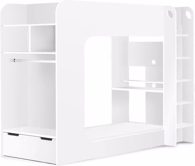 Cheshire Forest Gaming Bunk Bed in White, Single, W/D/H: 90 x 200 cm
