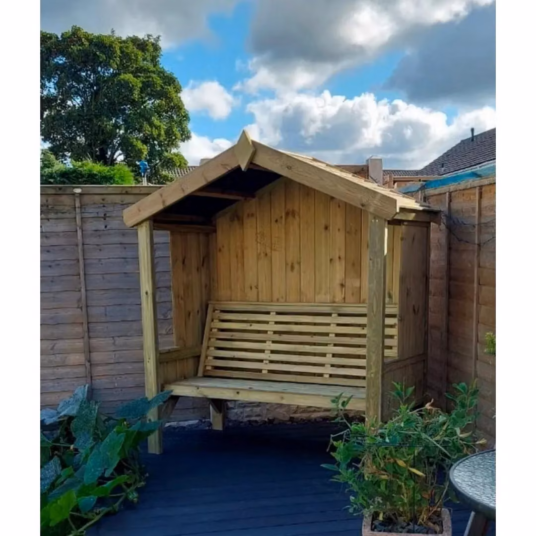 Churnet Valley Garden Furniture Ltd Cottage Arbour Wooden Bench for Three Adults in Brown W/D/H: 205 x 170 x 90 cm – 2