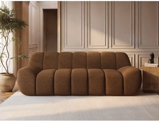 Solace+Co Macy Large Upholstered Chenille Sofa in Brown