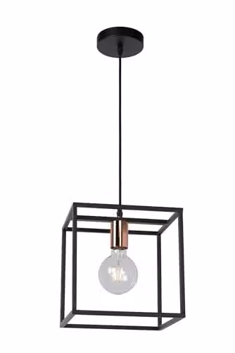 Lucide Arthur Dimmable Adjustable Cube Pendant Light in Black and Copper – 1