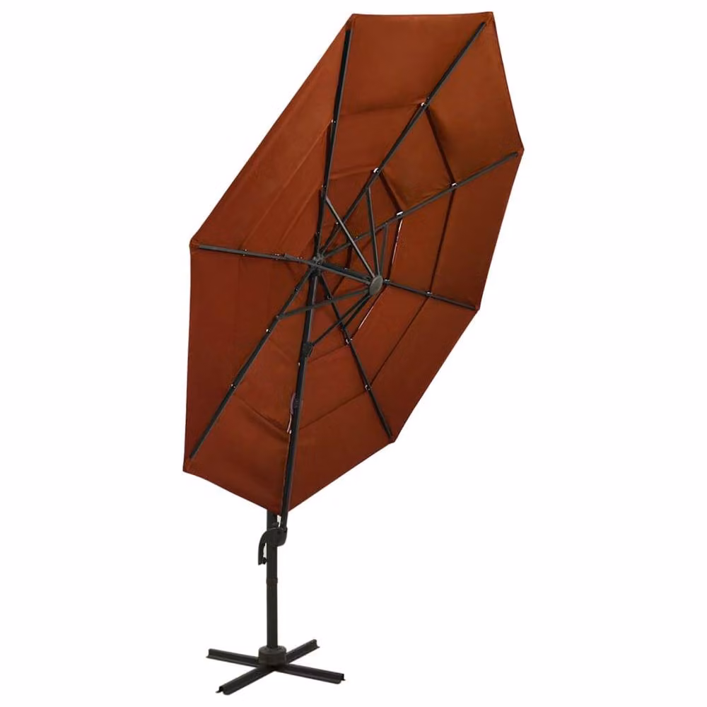 Berkfield Home 4-Tier Parasol in Terracotta with Aluminium Pole, W: 300 cm, D: 300 cm, H: 247 cm – 2