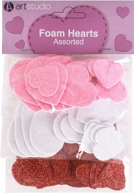 Art Studio Multicolour Foam Hearts in Red, White and Pink