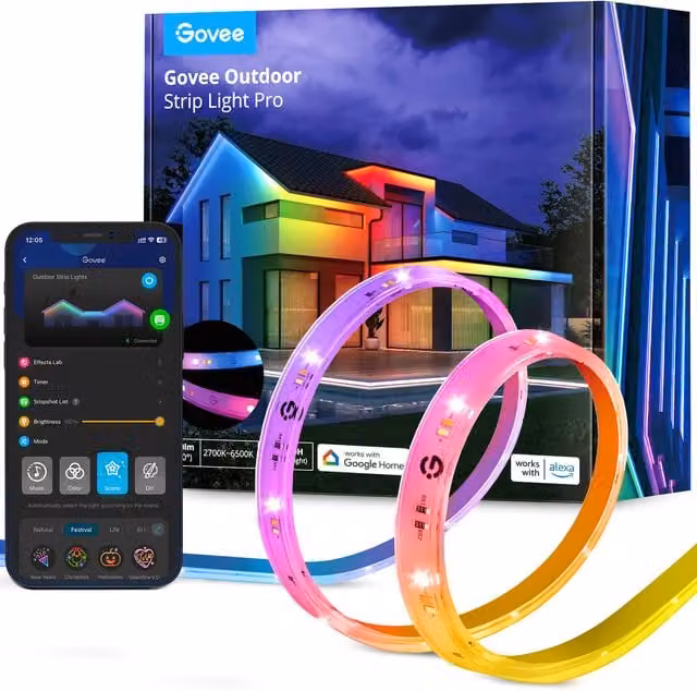 Govee RGBIC Neon Flex Outdoor LED Strip Light in White and Multicolour with IP65 Waterproof Rating and Smart Control