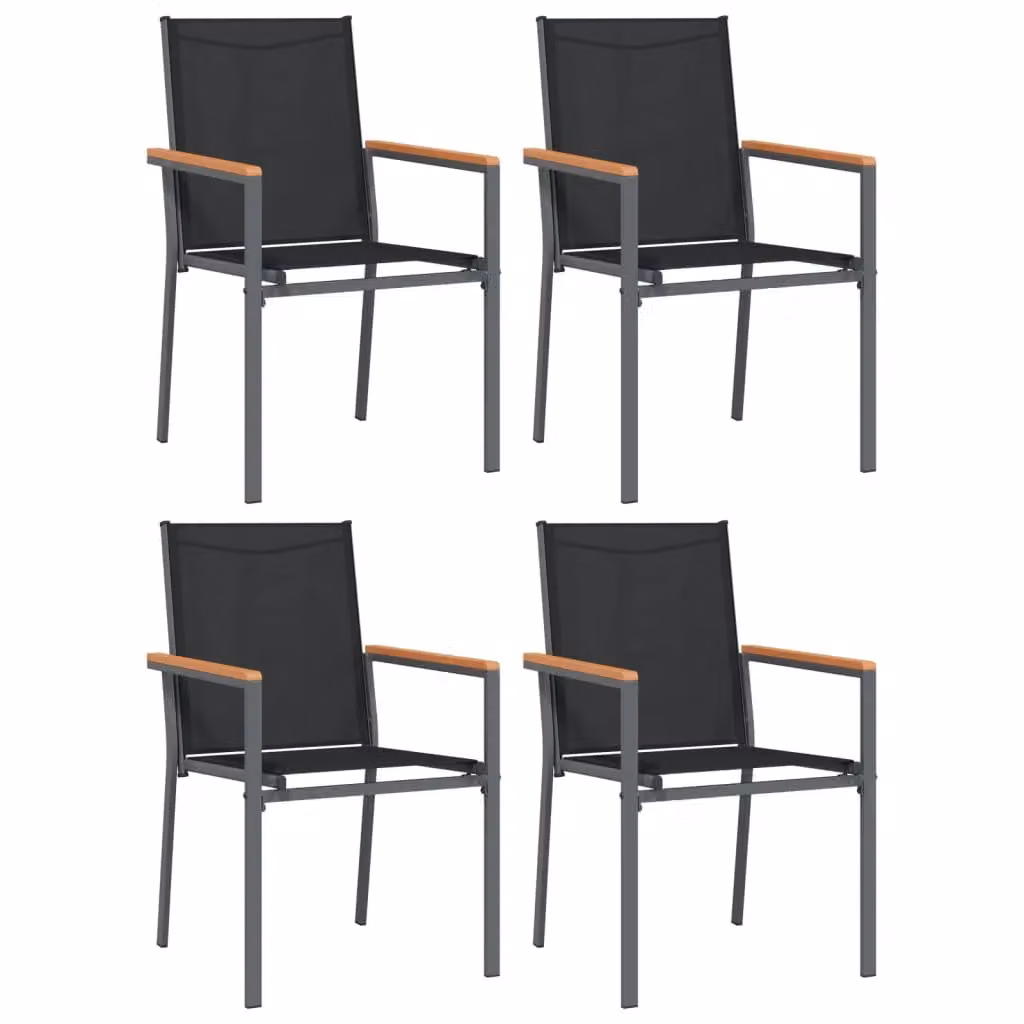 Berkfield Home Set of 4 Modern Garden Chairs in Black Steel and Textilene, W/D/H: 55 x 61.5 x 90 cm – 2