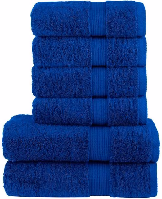 Berkfield Home SOLUND 6 Piece Premium Cotton Terry Towel Set in Blue, 600 gsm