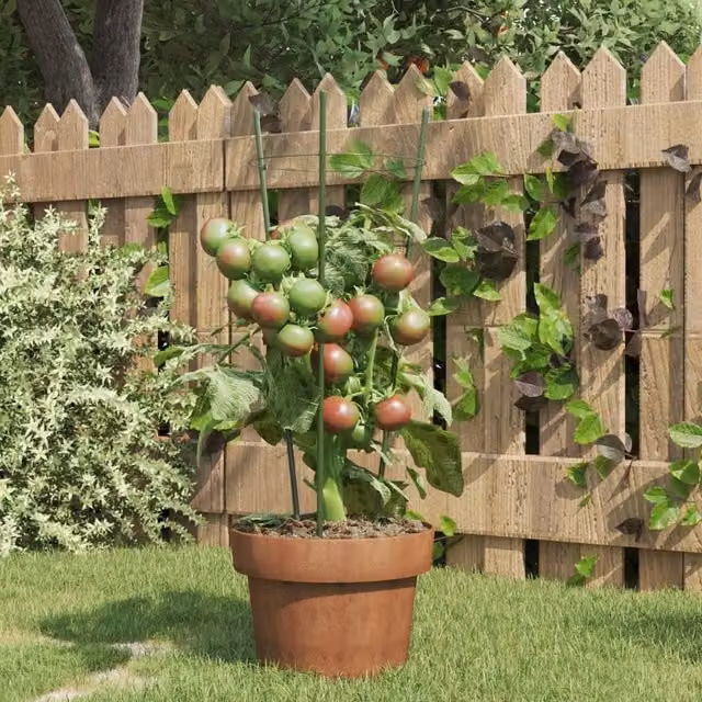 Berkfield Home Garden Green Steel Plant Supports with 3 Rings, 5 Pieces, Height: 45 cm – 1
