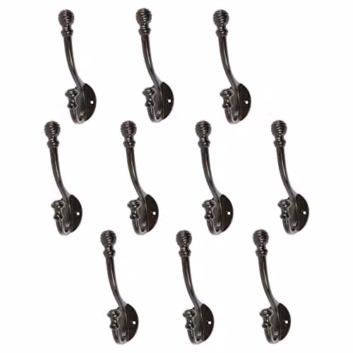 Hammer and Tongs Matt Black Iron Ball End Hat and Coat Hook, Pack of 10, H: 135 mm, W: 35 mm – 2