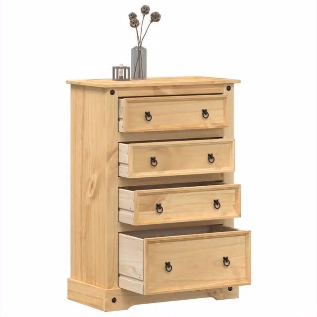 Berkfield Home Corona Chest of Drawers in Brown Solid Wood Pine, W/D/H: 80 x 43 x 114 cm