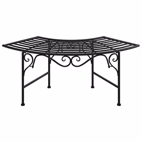 vidaXL Classic Metal Tree Bench in Black, W: 113 cm, D: 40.5 cm – 1